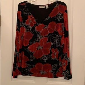 Chico’s LS V-Neck Floral Tunic